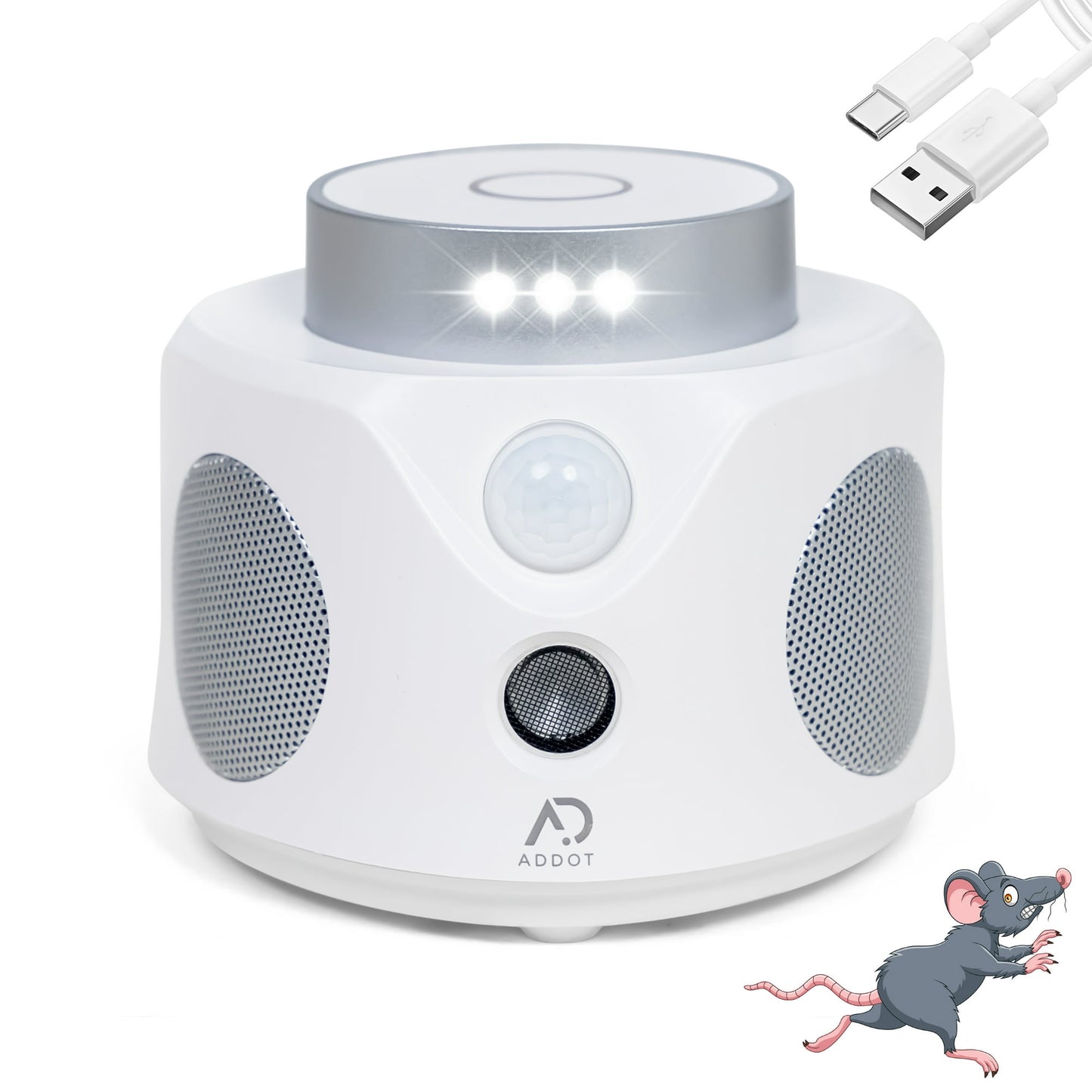 Ultrasonic Auto Detect PIR & Flash Light Rodent Mouse Repellent Indoor