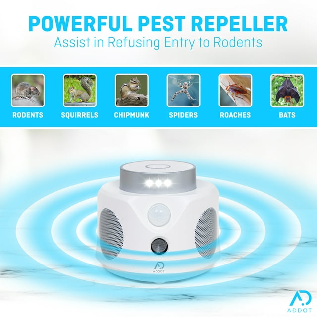 Ultrasonic Auto Detect PIR & Flash Light Rodent Mouse Repellent Indoor